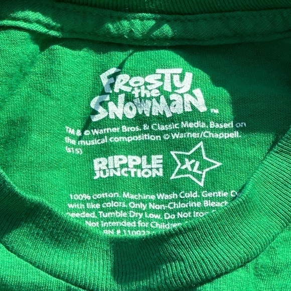Frosty The Snowman Tis the season to be Freezin Tee Shirt Green XL Christmas - Picture 2 of 4